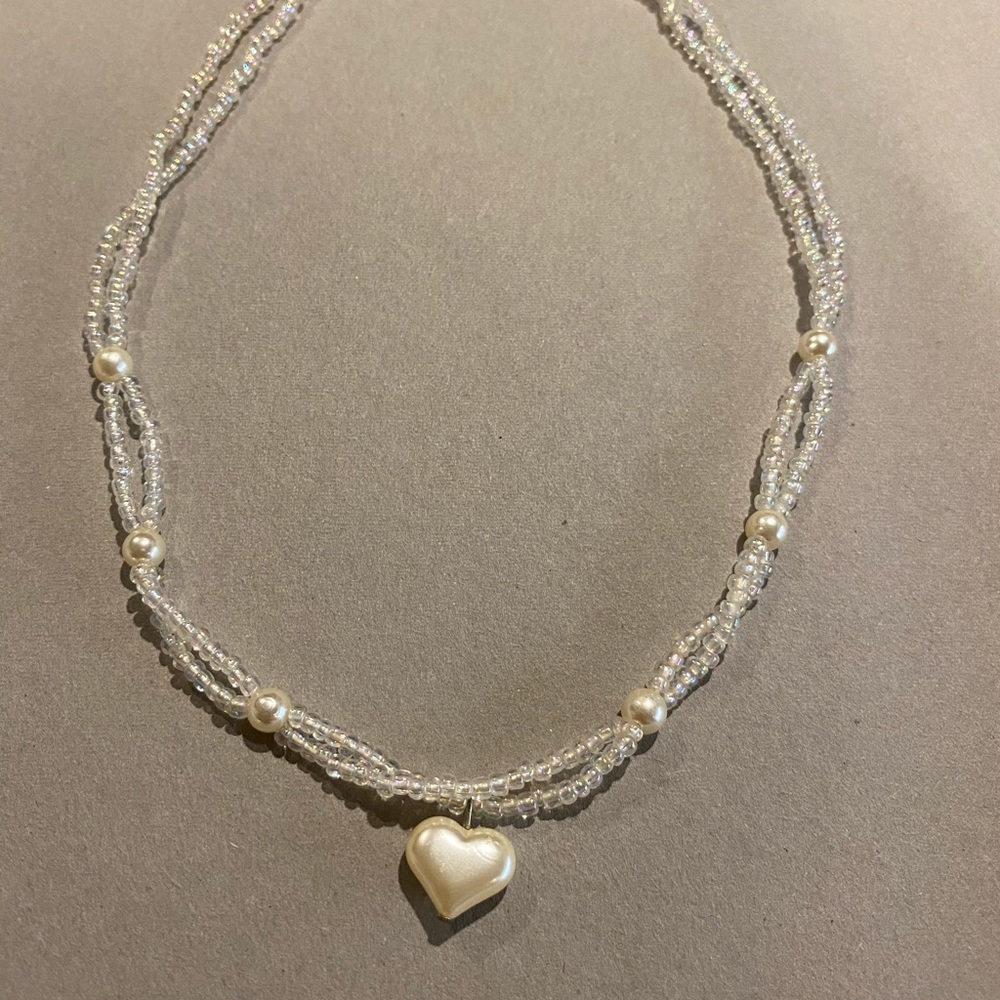 White Heart Necklace